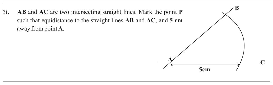 Paper I Part A Q21: Locate a point equidistant from two lines at a set distance