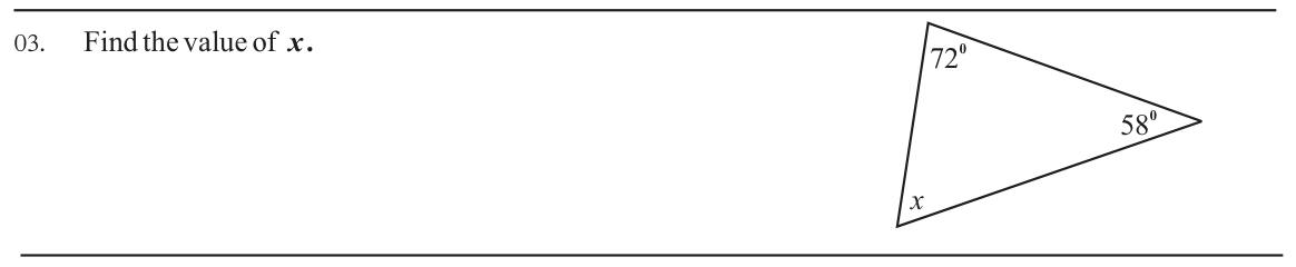 Paper I Part A Q3: Third angle of a triangle