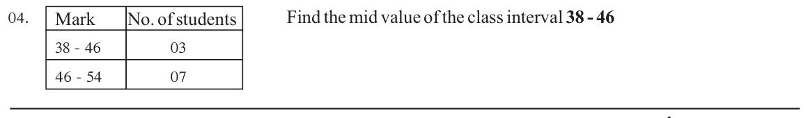 Paper I Part A Q4: Mid value of a class interval