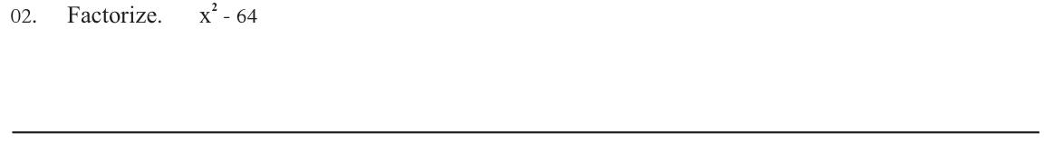 Paper I Part A Q2: Factorise a difference of two squares