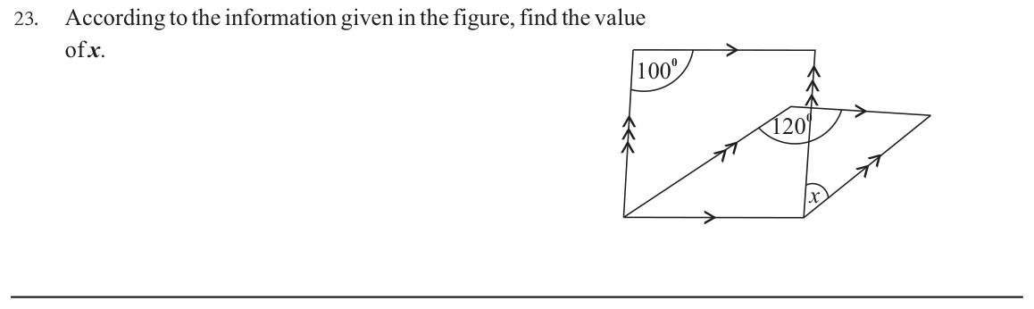 Paper I Part A Q23: Angle using opposite angles of two overlapping parallelograms