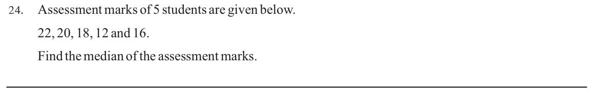 Paper I Part A Q24: Median of five marks