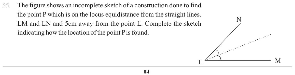 Paper I Part A Q25: Locate a point using an angle bisector locus and a circle
