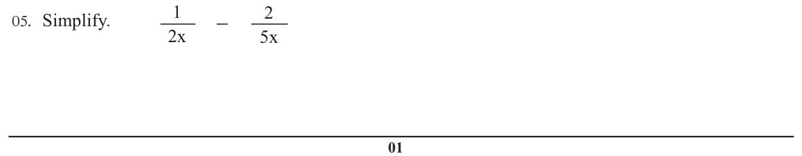 Paper I Part A Q5: Subtract two algebraic fractions with unlike denominators