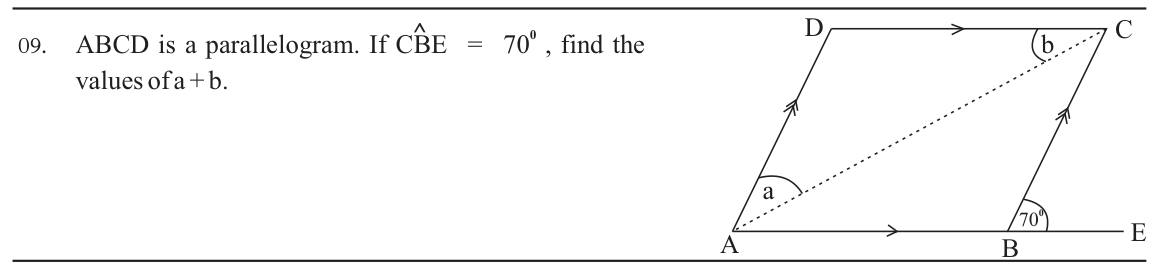 Paper I Part A Q9: Sum of two angles in a parallelogram with a diagonal