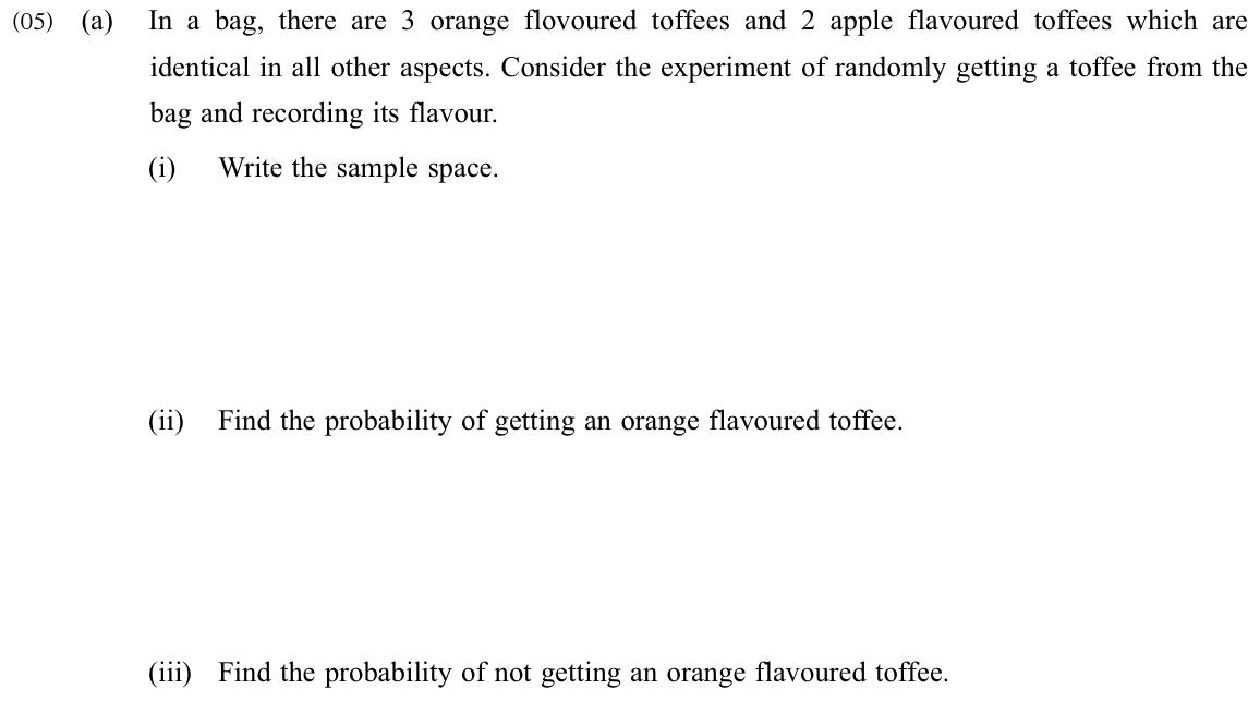 Paper I Part B Q5(a): Sample space and simple and complementary probabilities
