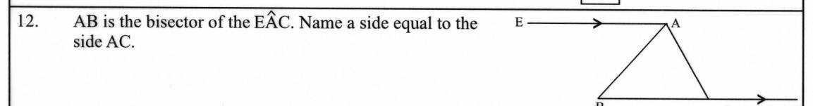 Paper I Part A Q12: Equal side from an angle bisector and parallel lines