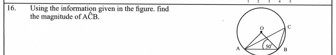 Paper I Part A Q16: Angle at the circumference from an isosceles triangle with the centre