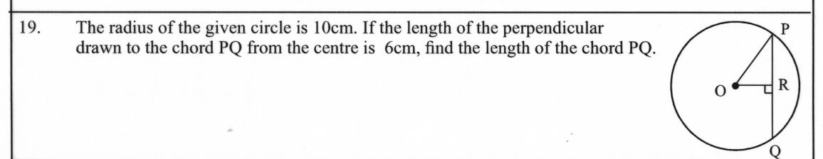 Paper I Part A Q19: Chord length from radius and distance to the centre