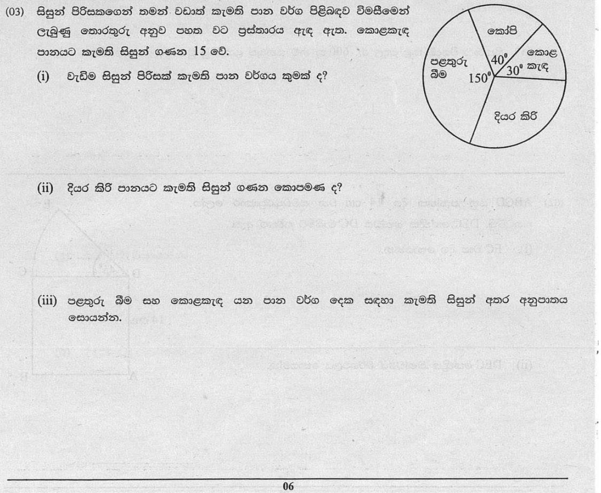 Paper I Part B Q3: Read a pie chart: mode, counts from angles, ratio, total