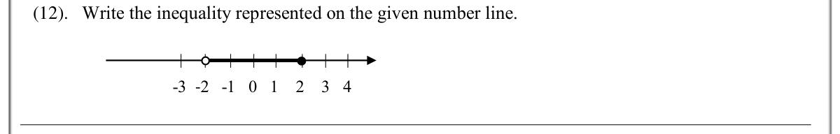 Paper I Part A Q12: Write the inequality shown on a number line