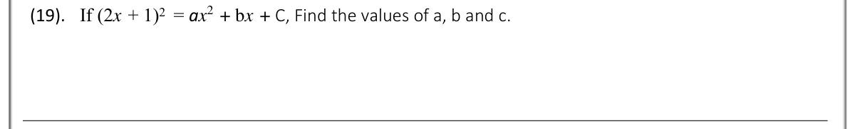 Paper I Part A Q19: Expand a binomial square and match coefficients