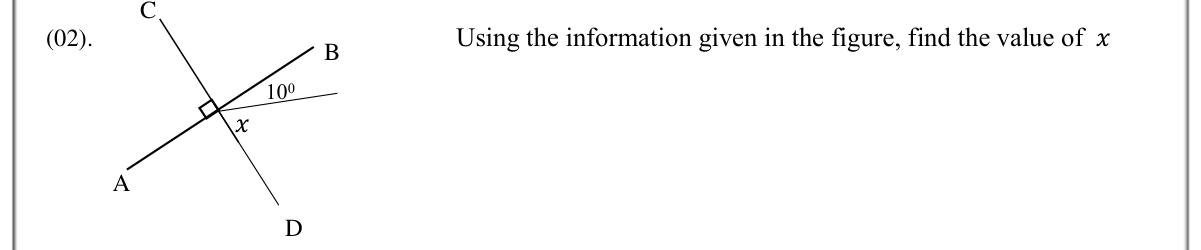 Paper I Part A Q2: Unknown angle at intersecting perpendicular lines