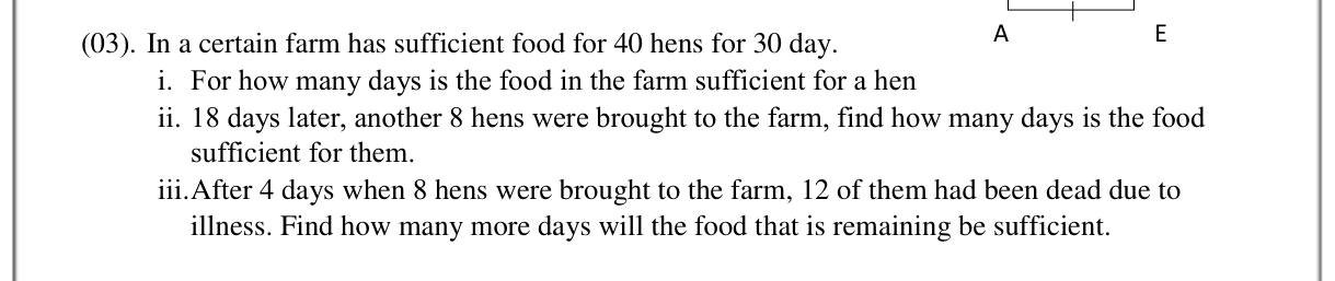 Paper I Part B Q3: Food supply for changing numbers of hens