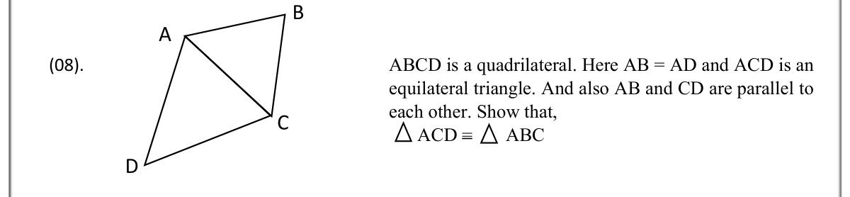 Paper II Part B Q8: Prove an angle relation in a quadrilateral with isosceles and equilateral parts