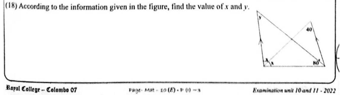 Paper I Part A Q18: Angles with parallel lines and a bisected angle