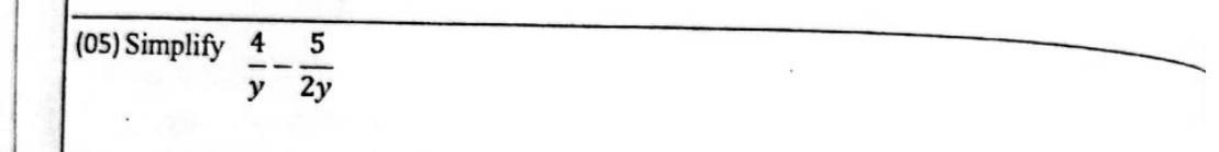 Paper I Part A Q5: Subtract algebraic fractions with related denominators