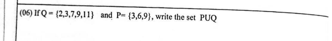 Paper I Part A Q6: Union of two listed sets