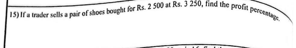 Paper I Part A Q15: Profit percentage on a sale