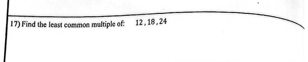 Paper I Part A Q17: LCM of three numbers