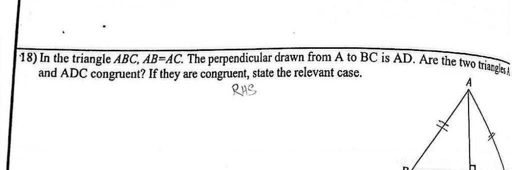 Paper I Part A Q18: Congruence case for halves of an isosceles triangle