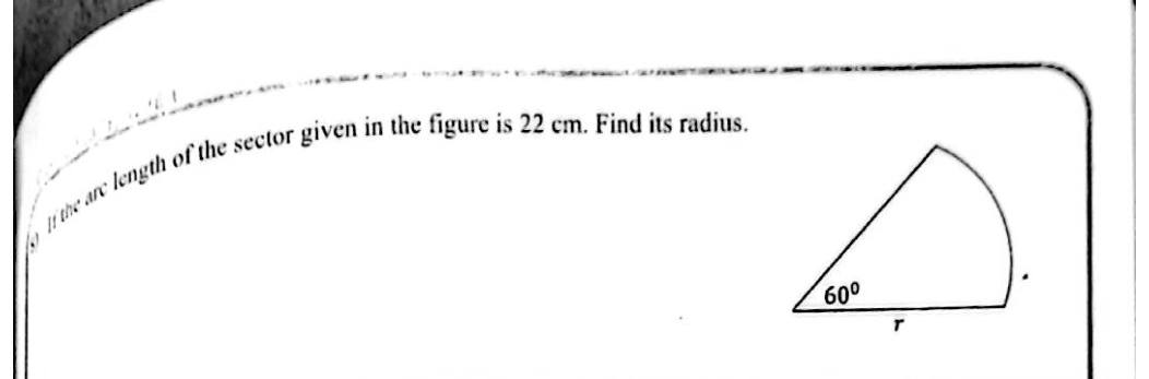 Paper I Part A Q8: Radius of a 60-degree sector from its arc length