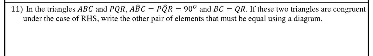 Paper I Part A Q11: Name the extra equal pair for an RHS congruence