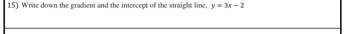 Paper I Part A Q15: Gradient and intercept from a line's equation