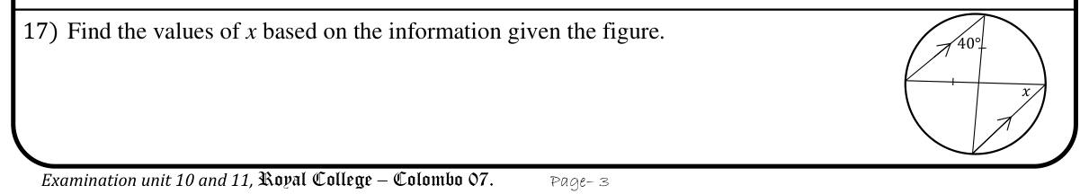 Paper I Part A Q17: Circle angle with parallel chords and angles in the same segment