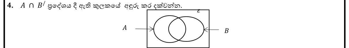 Paper I Part A Q4: Shade a set region involving a complement on a Venn diagram