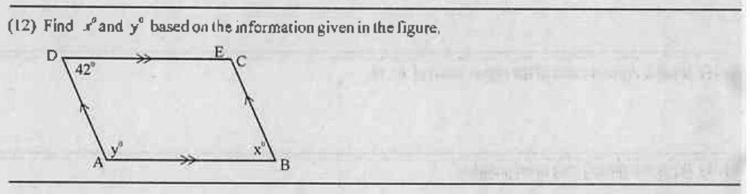 Paper I Part A Q12: Unknown angles of a parallelogram