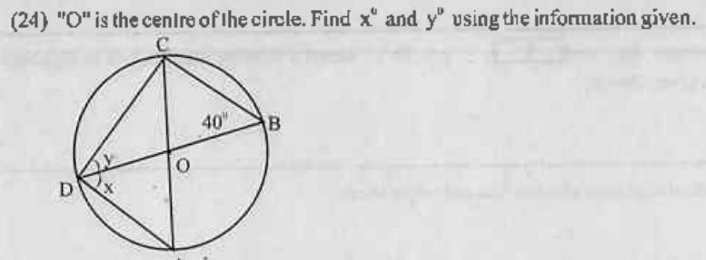 Paper I Part A Q24: Two angles in a circle with two diameters