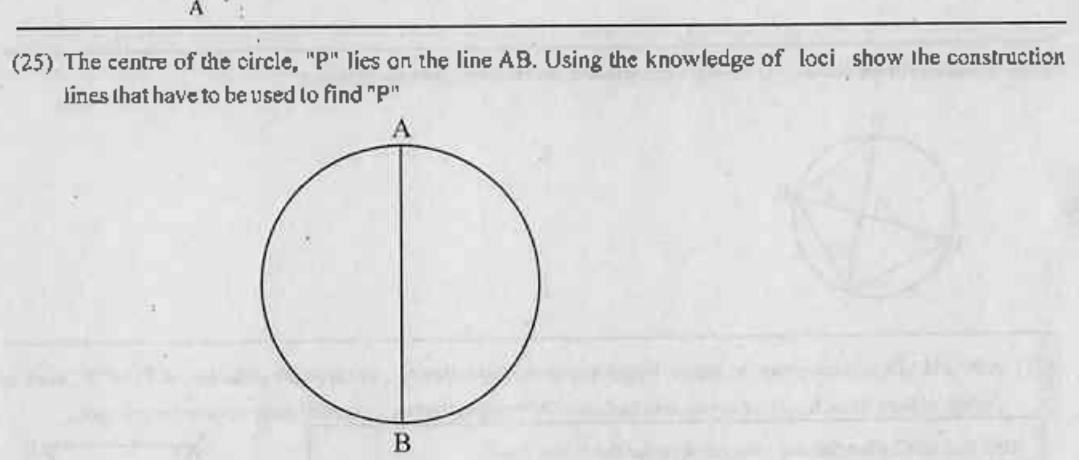 Paper I Part A Q25: Locate the centre of a circle on a given chord by construction