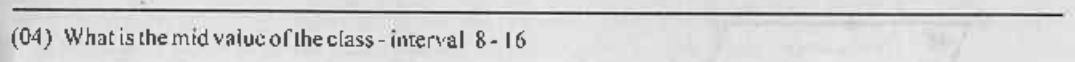 Paper I Part A Q4: Mid value of a class interval