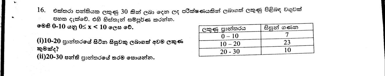 Paper I Part A Q16: Class limits and size from a grouped frequency table