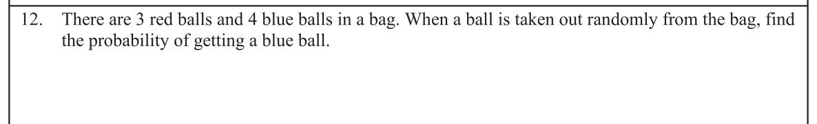 Paper I Part A Q12: Probability of drawing a blue ball
