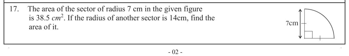 Paper I Part A Q17: Area of a similar sector with doubled radius