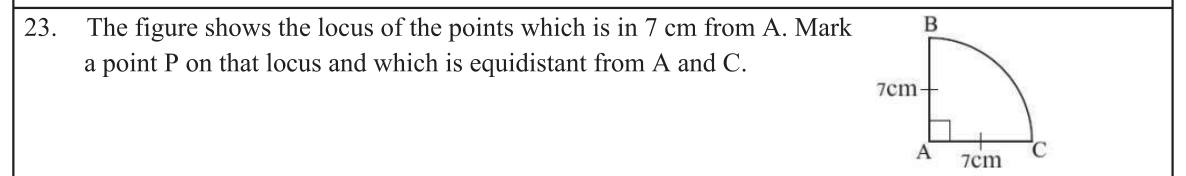 Paper I Part A Q23: Mark a point on an arc equidistant from two points