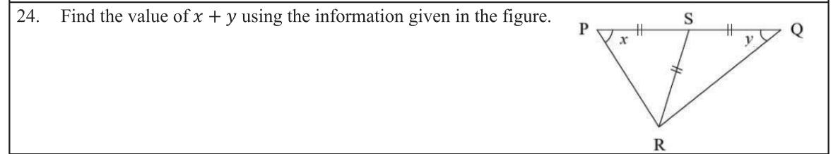 Paper I Part A Q24: Sum of two base angles with three equal segments
