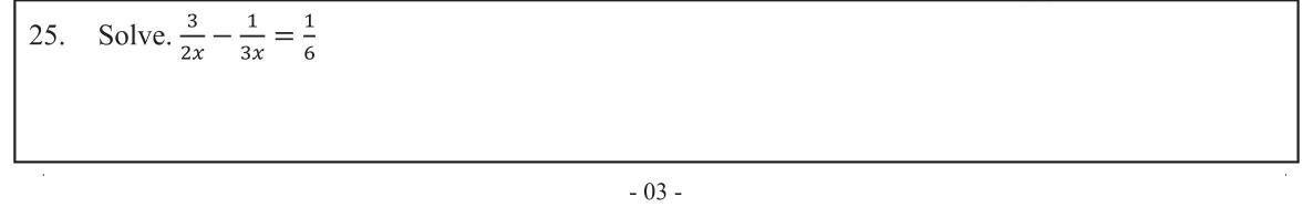 Paper I Part A Q25: Solve an equation with algebraic fractions