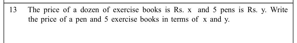 Paper I Part - Q13: Write a price expression in two variables