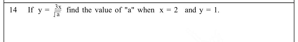 Paper I Part - Q14: Find a value by substituting into a formula with a root