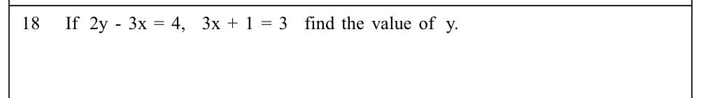 Paper I Part - Q18: Find y from a pair of linear equations