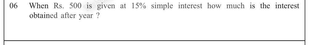 Paper I Part - Q6: Simple interest for one year