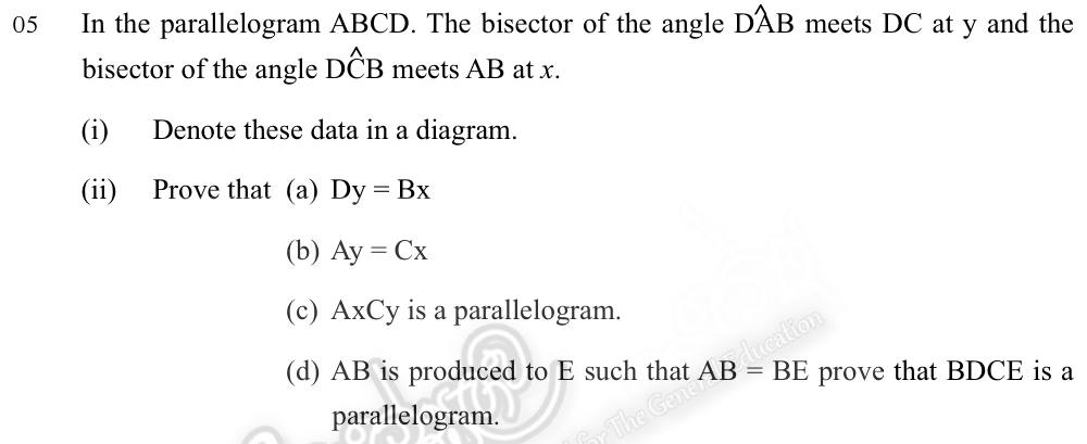 Paper II Part - Q5: Angle bisectors in a parallelogram: equal segments and new parallelograms