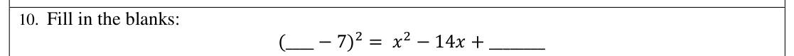 Paper I Part A Q10: Fill gaps in the expansion of a binomial square