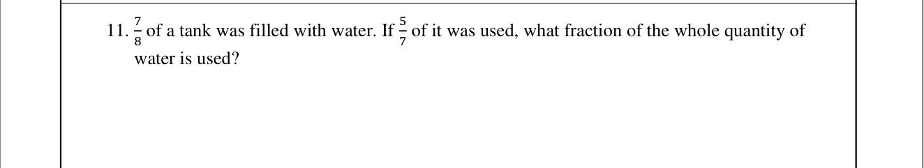 Paper I Part A Q11: Fraction of a fraction of a tank