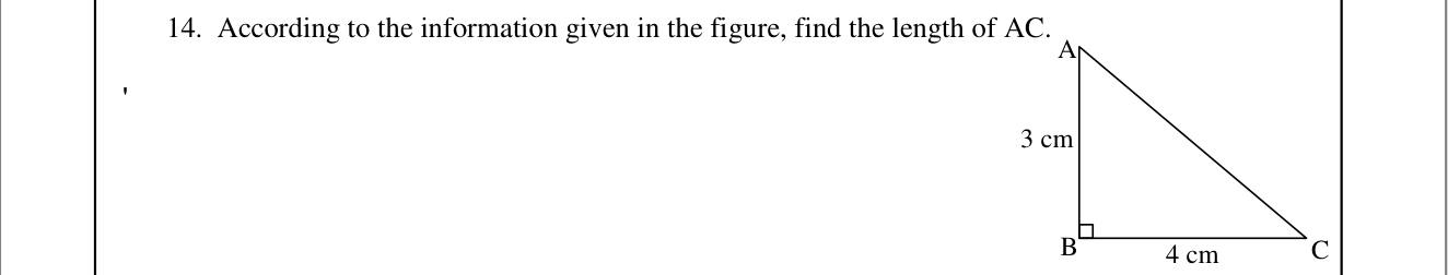 Paper I Part A Q14: Hypotenuse of a right triangle