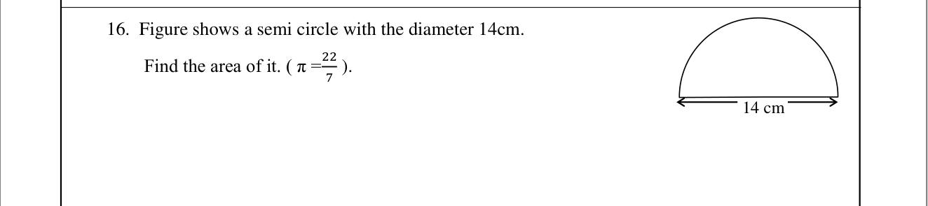 Paper I Part A Q16: Area of a semicircle