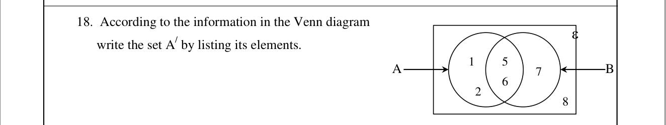 Paper I Part A Q18: List a complement from a Venn diagram